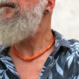 Coral choker ”BASIC” BIG – orange Satsuma coral – coral necklace – coral necklace for her – coral for him