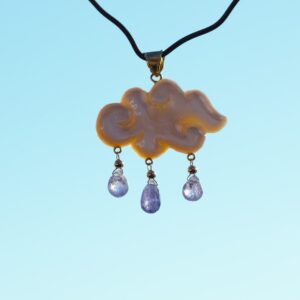 Pendente oro e Madreperla ”NUVOLA MANGA”- gioiello Japan inspired – Pendente madreperla e pietre preziose