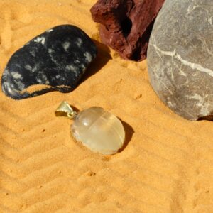 Tektite and gold pendant ”BEETLE” – # 7/12 -amulet pendant- Libyan gold and glass- Egyptian pendant – archaeological jewel – amulet rebirth