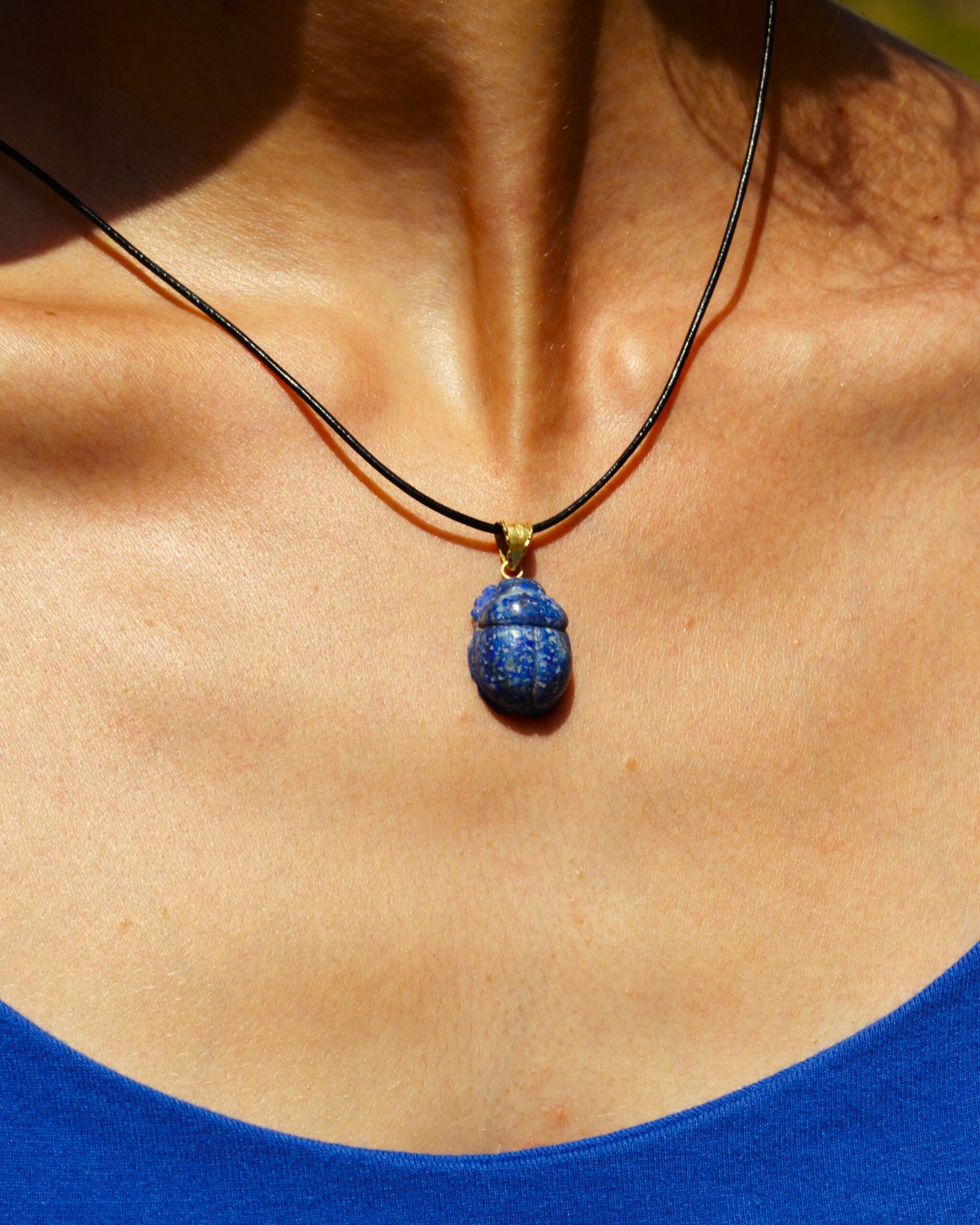 lapis and gold SCARABEO pendant