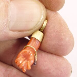 Coral amulet ”MANUFICA”-02-  Coral and gold talisman- hand fisted with Mediterranean coral- Italian amulet