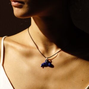 Pendant ”FLUKE” whale tail in lapis lazuli and silver – 02- lapis lazuli and gold- Marine pendant- nautical necklace- pendant for man and woman