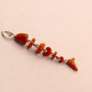 Coral pendant  ”FOX” -8-  coral and silver pendant – jointed coral fish – Italian coral