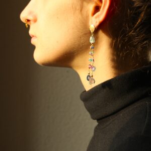 Gold earrings ”TUTTI FRUTTI” fresh colors- 5 – Precious and golden stones earrings – Preziosi bunch-bunch cascading earrings